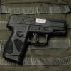 Taurus G2C 9mm semi-auto pistol side profile resting on a neutral background