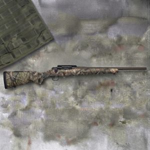 Mossberg Patriot Predator 450 Bushmaster Bolt-Action Rifle side profile resting on a neutral background