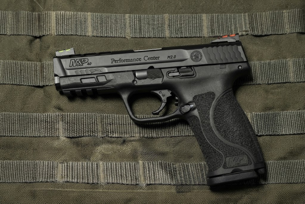 Smith & Wesson M&P 2.0 9mm pistol side profile resting on a neutral background