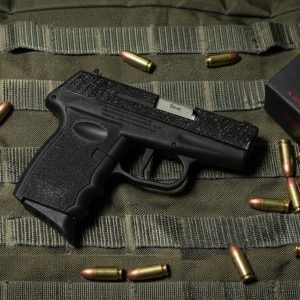 Close-up view of the black polymer frame checkering and textured grip grooves Buy SCCY Industries DVG-1 (DVG1PBBK) Pistol online store